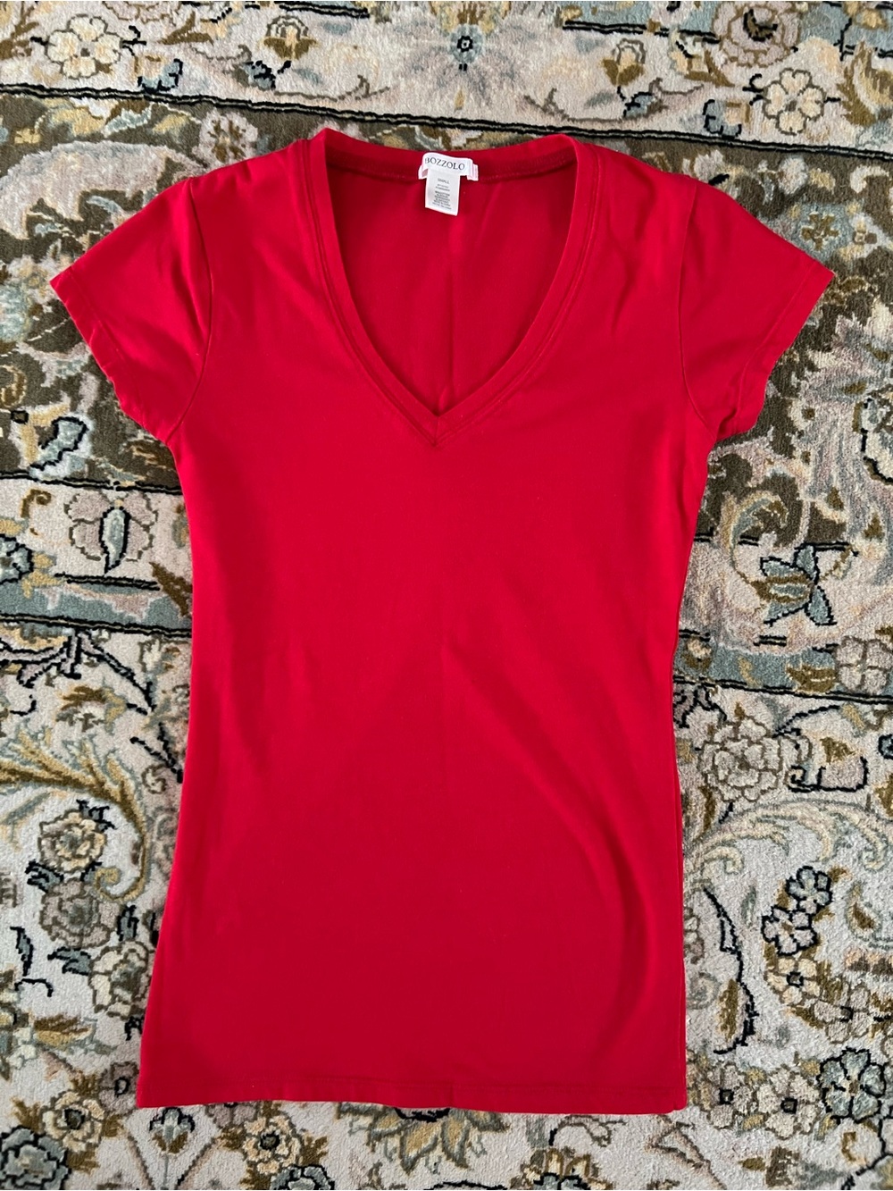 Bozzolo Red V-Neck Short Sleeve Tee